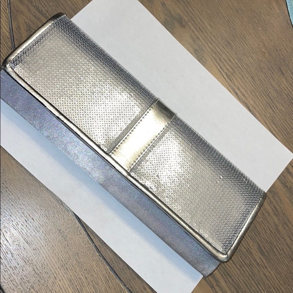 Silver glitter clutch